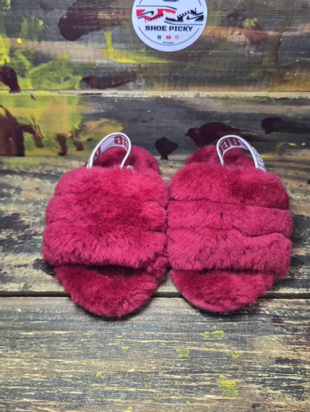 UGG‎ Fluff Yeah Slide toddler red size 7C used once - Picture 2 of 8